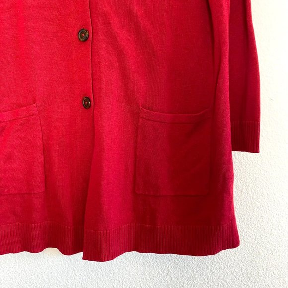 NWT J.Jill Button Front Long Sleeve Cardigan Sweater Scarlet Red - Picture 4 of 6